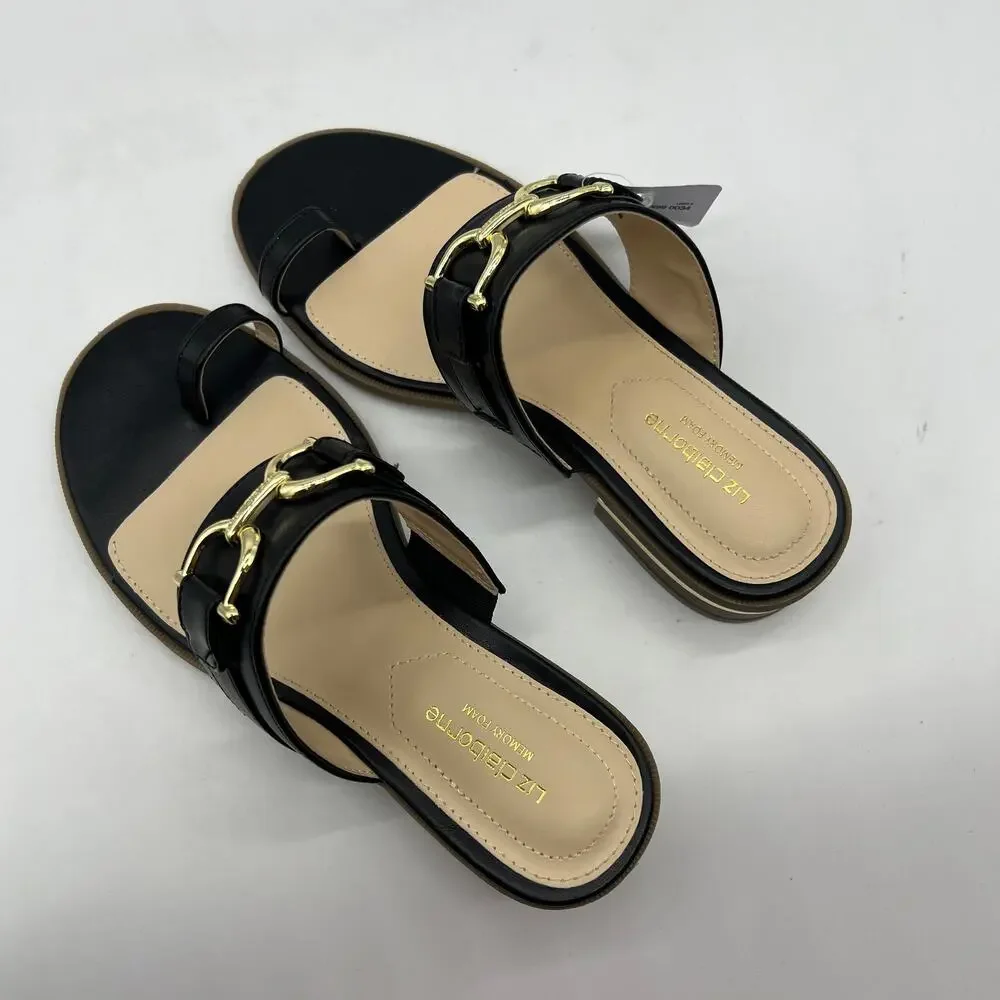 Liz Claiborne Womens Argent Flat Sandals Black Size 6M